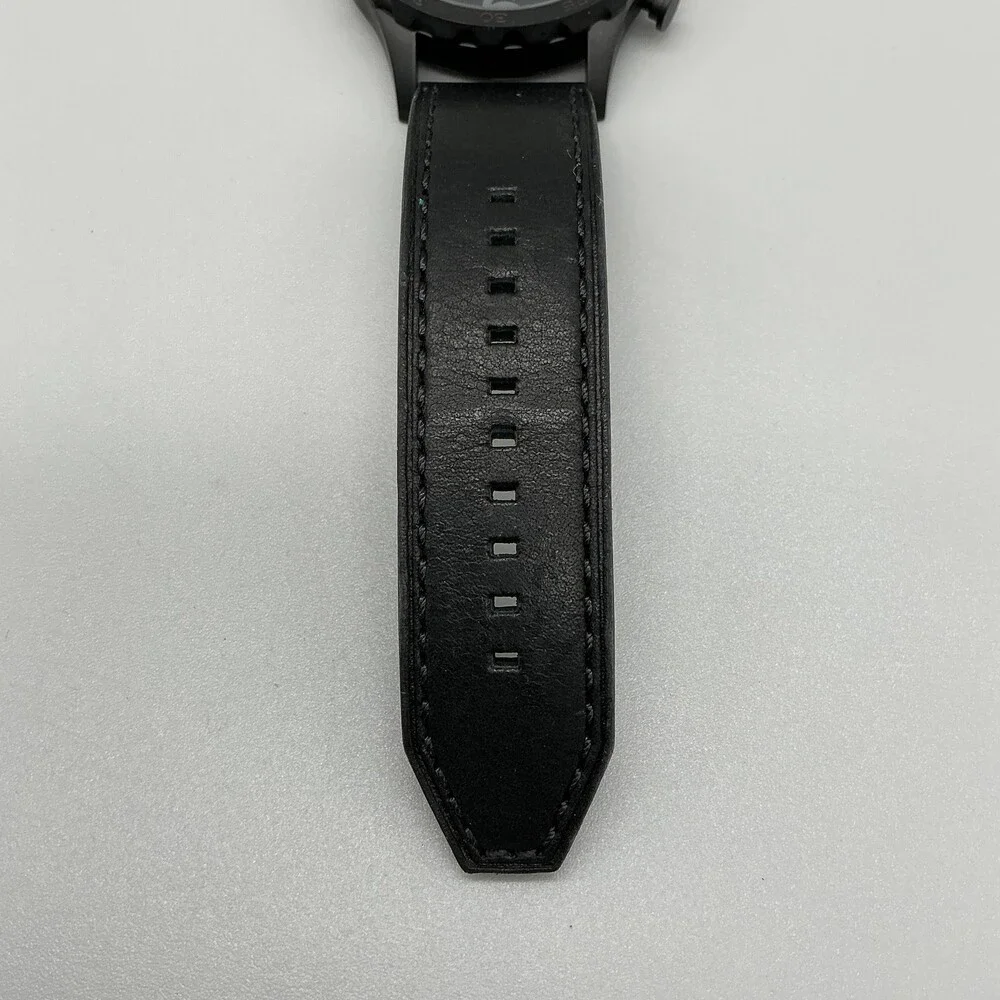Fossil Nate Chronograph JR1354 Mens Watch 50mm Black Dial Leather New Battery